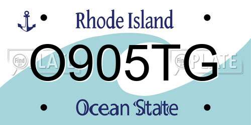 O905TG Rhode Island License Plate