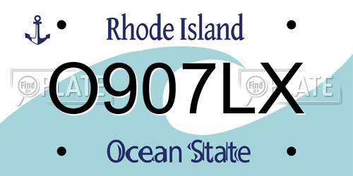 O907LX Rhode Island License Plate