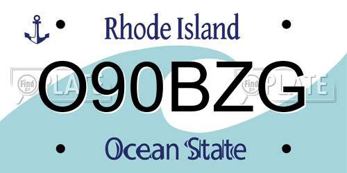 O90BZG Rhode Island License Plate