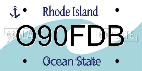 O90FDB Rhode Island License Plate