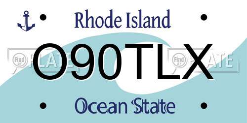 O90TLX Rhode Island License Plate