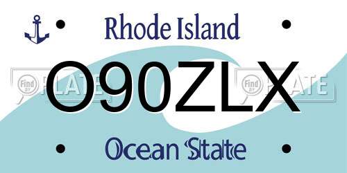 O90ZLX Rhode Island License Plate