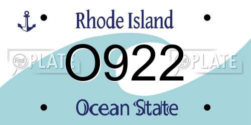 O922 Rhode Island License Plate