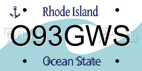 O93GWS Rhode Island License Plate