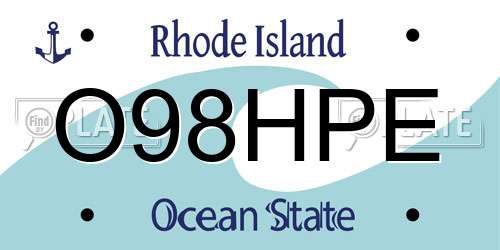 O98HPE Rhode Island License Plate