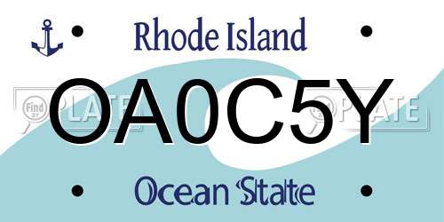 OA0C5Y Rhode Island License Plate