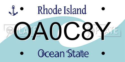 OA0C8Y Rhode Island License Plate