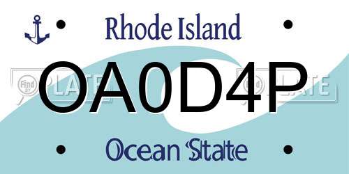 OA0D4P Rhode Island License Plate
