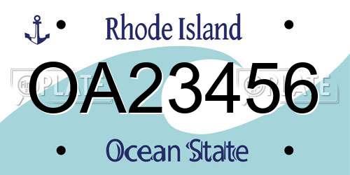 OA23456 Rhode Island License Plate