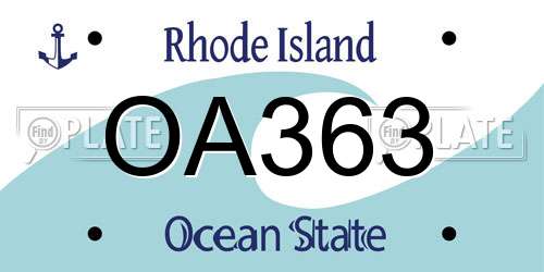 OA363 Rhode Island License Plate