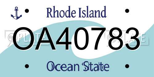 OA40783 Rhode Island License Plate