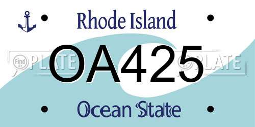 OA425 Rhode Island License Plate