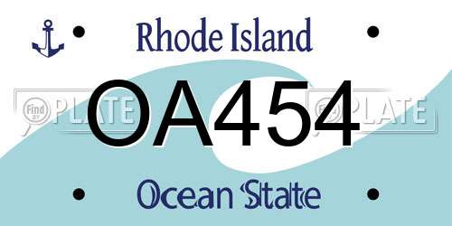 OA454 Rhode Island License Plate