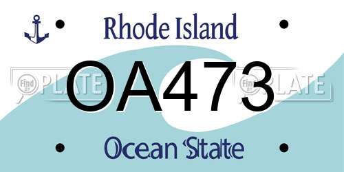 OA473 Rhode Island License Plate
