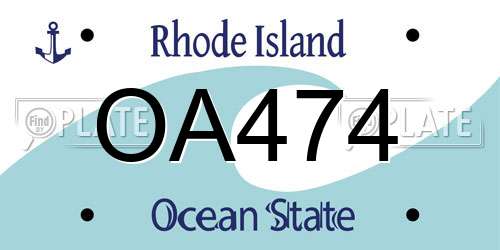 OA474 Rhode Island License Plate