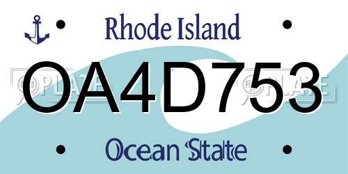OA4D753 Rhode Island License Plate