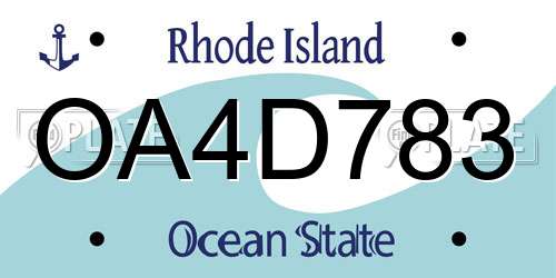 OA4D783 Rhode Island License Plate