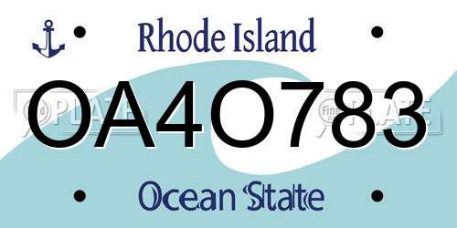 OA4O783 Rhode Island License Plate