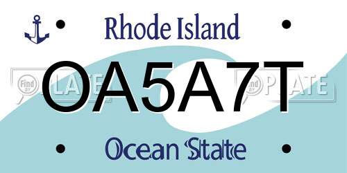 OA5A7T Rhode Island License Plate