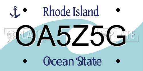 OA5Z5G Rhode Island License Plate