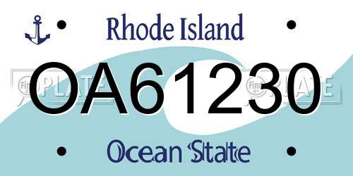 OA61230 Rhode Island License Plate