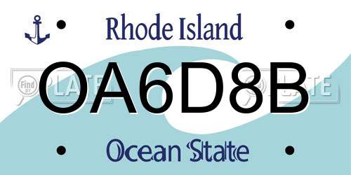 OA6D8B Rhode Island License Plate