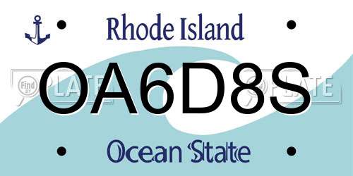 OA6D8S Rhode Island License Plate