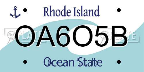 OA6O5B Rhode Island License Plate