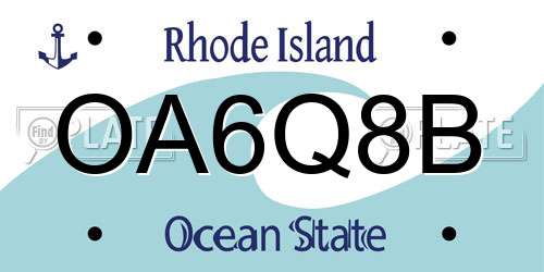 OA6Q8B Rhode Island License Plate