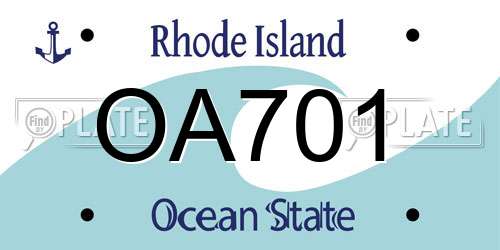 OA701 Rhode Island License Plate