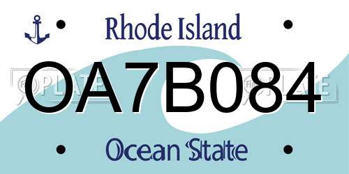 OA7B084 Rhode Island License Plate