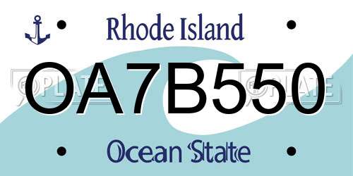 OA7B550 Rhode Island License Plate