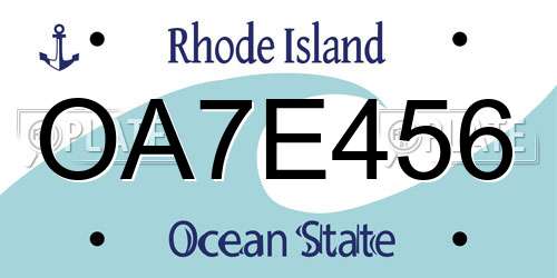 OA7E456 Rhode Island License Plate