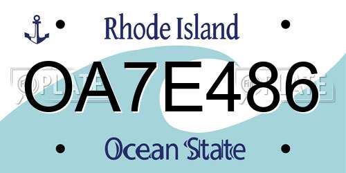 OA7E486 Rhode Island License Plate