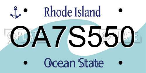 OA7S550 Rhode Island License Plate