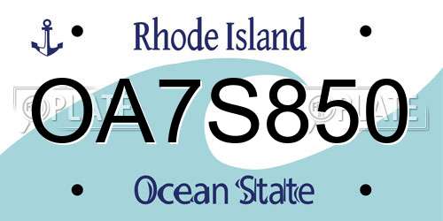 OA7S850 Rhode Island License Plate