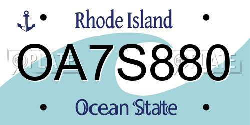 OA7S880 Rhode Island License Plate