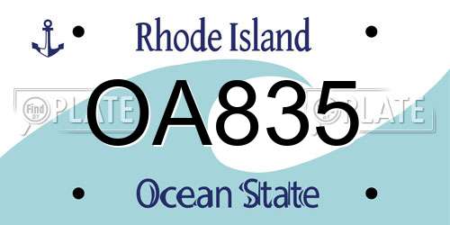 OA835 Rhode Island License Plate