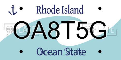 OA8T5G Rhode Island License Plate