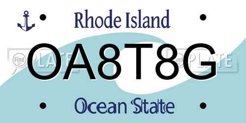 OA8T8G Rhode Island License Plate