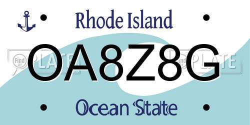 OA8Z8G Rhode Island License Plate