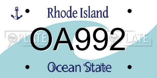 OA992 Rhode Island License Plate