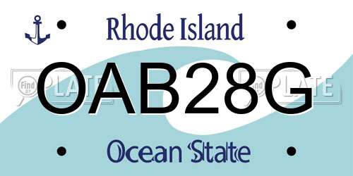 OAB28G Rhode Island License Plate