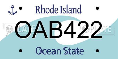 OAB422 Rhode Island License Plate