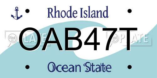 OAB47T Rhode Island License Plate