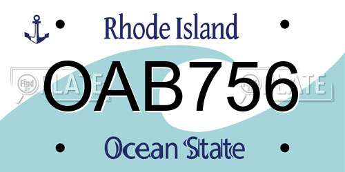 OAB756 Rhode Island License Plate