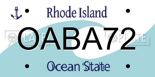 OABA72 Rhode Island License Plate