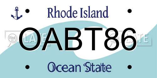 OABT86 Rhode Island License Plate