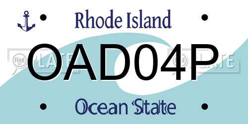 OAD04P Rhode Island License Plate
