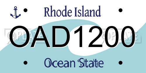 OAD1200 Rhode Island License Plate